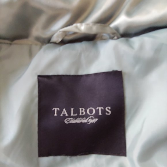 Talbots Green Metallic Funnel Neck Full Zip up Puffer Vest - Picture 9 of 10